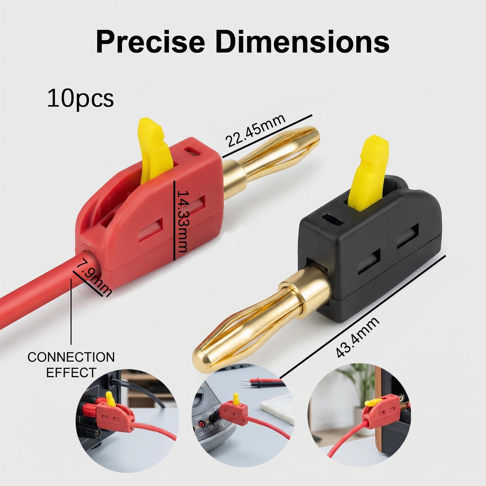Fiches Banane 4 mm, 10 Pièces Connecteurs Banane 32A pour Enceintes HiFi, Amplificateurs et Câbles de Haut-Parleur - Compatible avec Fiches Banane Enceinte pour Une Connexion Audio Fiable