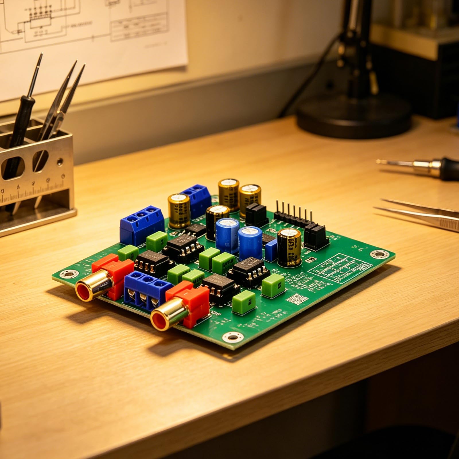 Stereo Audiomodulplatine, I2S Fünfdrahtverbindung, PCM 24 Bit 192 kHz, 102 SNR, 0, 0008% THD+N, +5 V und ±12 V Leistungsanforderungen für den Installationsausgang Separater Stromkreis für die der