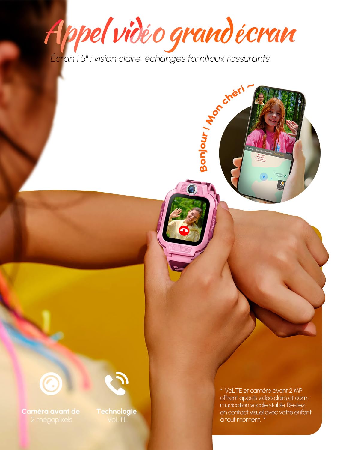 imoo Z3 Rose Montre Connectée Enfant 4G avec Carte SIM : Traceur GPS Enfant Précis, Appels Vidéo HD, SOS, Étanche IP68 et Mode Classe - Smartwatch Enfant Fille Garçon