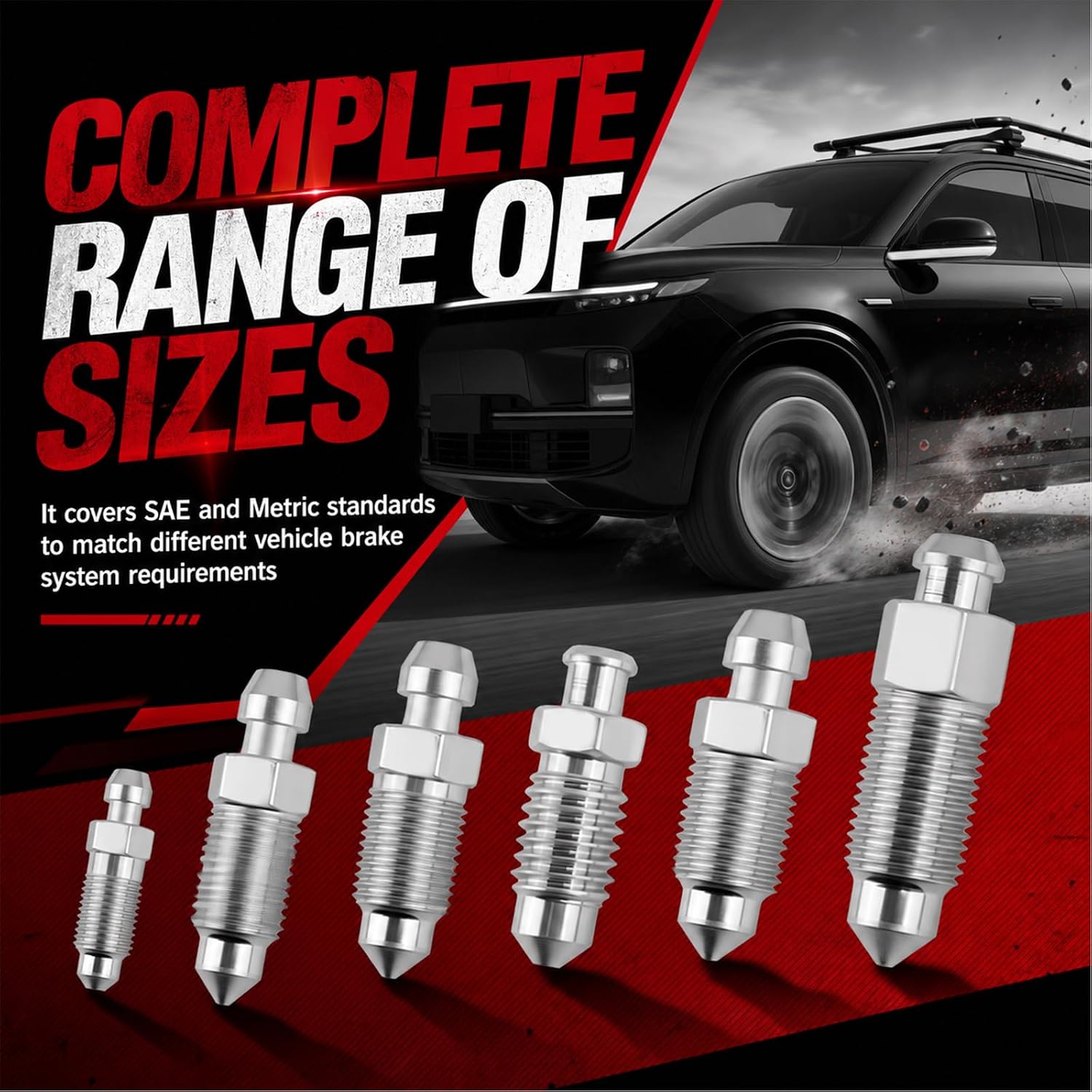 36PCS Brake Bleeder Screw Kit SAE & Metric,Standard Brake Bleeder Valve Kit Replace H9403-6 H9410-6 H9406-6 H9402-6 H9407-6 H9404-6,Portable Brakes Bleed Kits with Case