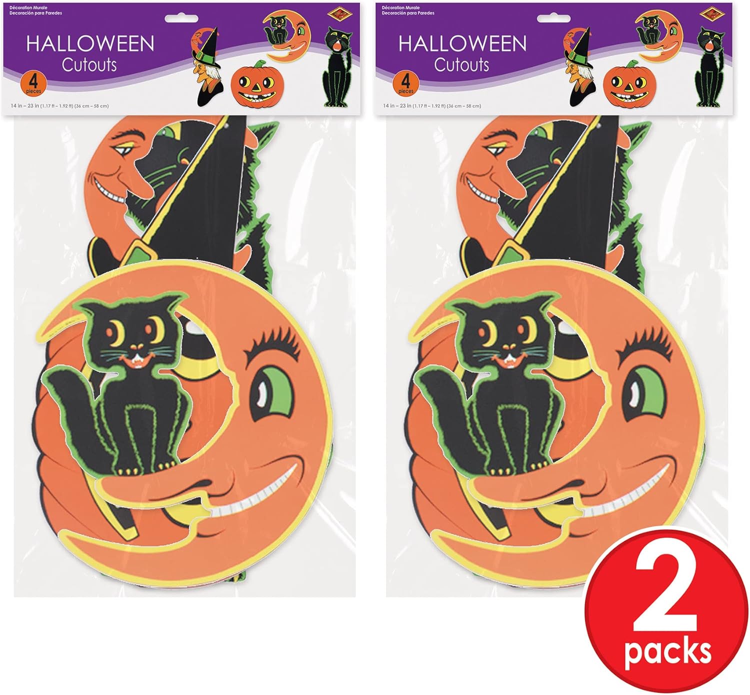 Beistle 8 Piece Retro Vintage Paper Halloween Decoration Cut Outs - Image 5