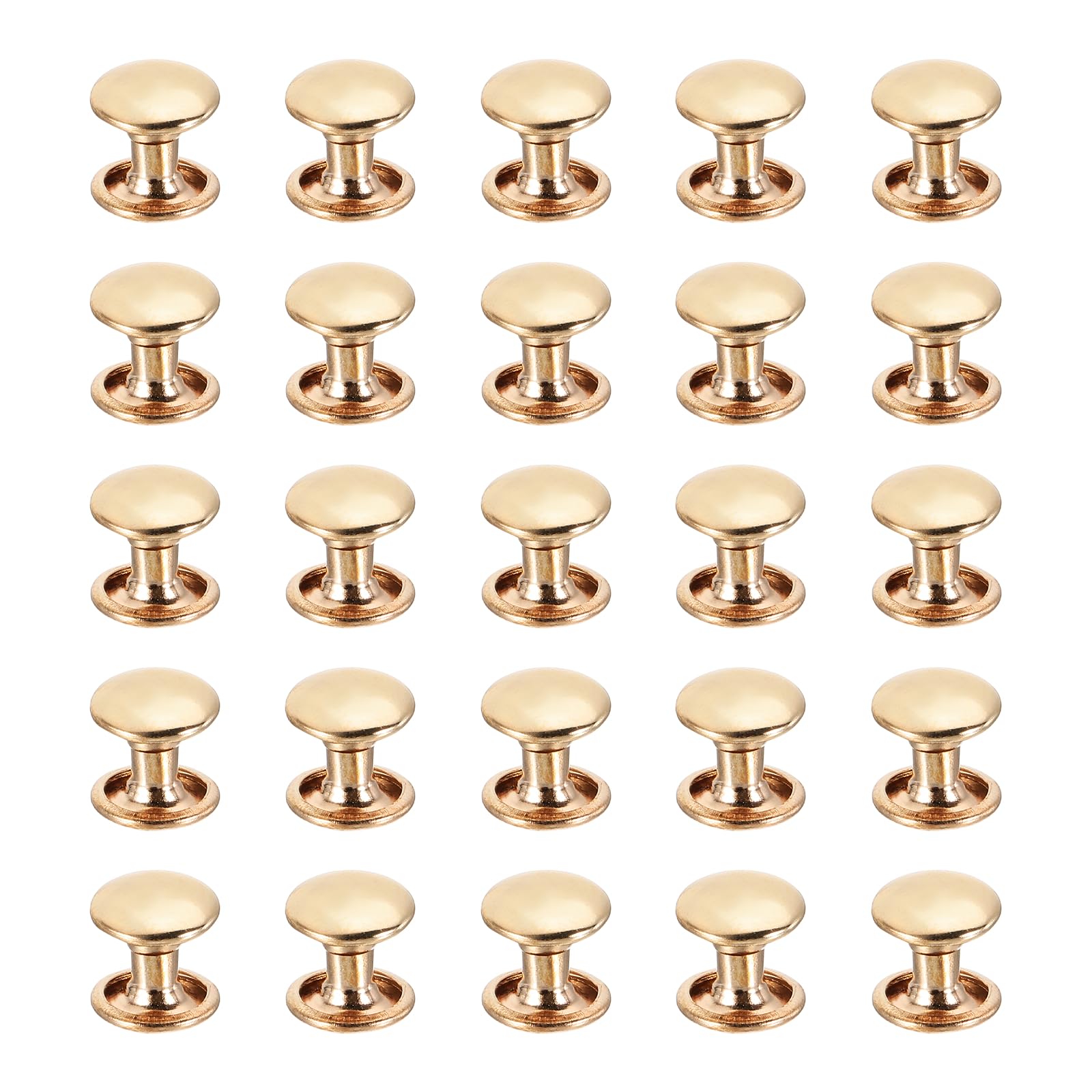 PATIKIL Leather Rivets, 160Sets Carbon Steel Double Cap Rivet Kits Craft Replacement Accessories for Handbags Belts Clothes Shoes, Gold (8 x 8 Mm)