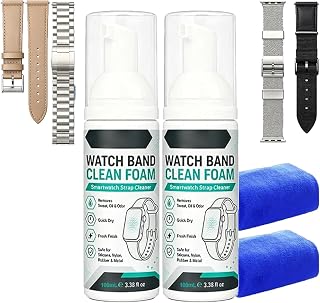 Gentle Active Foam Watch Strap Cleaner, Watch Band Foam Cleaner (2) | 100ML No‑Rinse Watch Strap Cleaning Foam with Cloth,For Metal,Silicone,Nylon & Leather Smartwatch Wristband Oil Spot Care