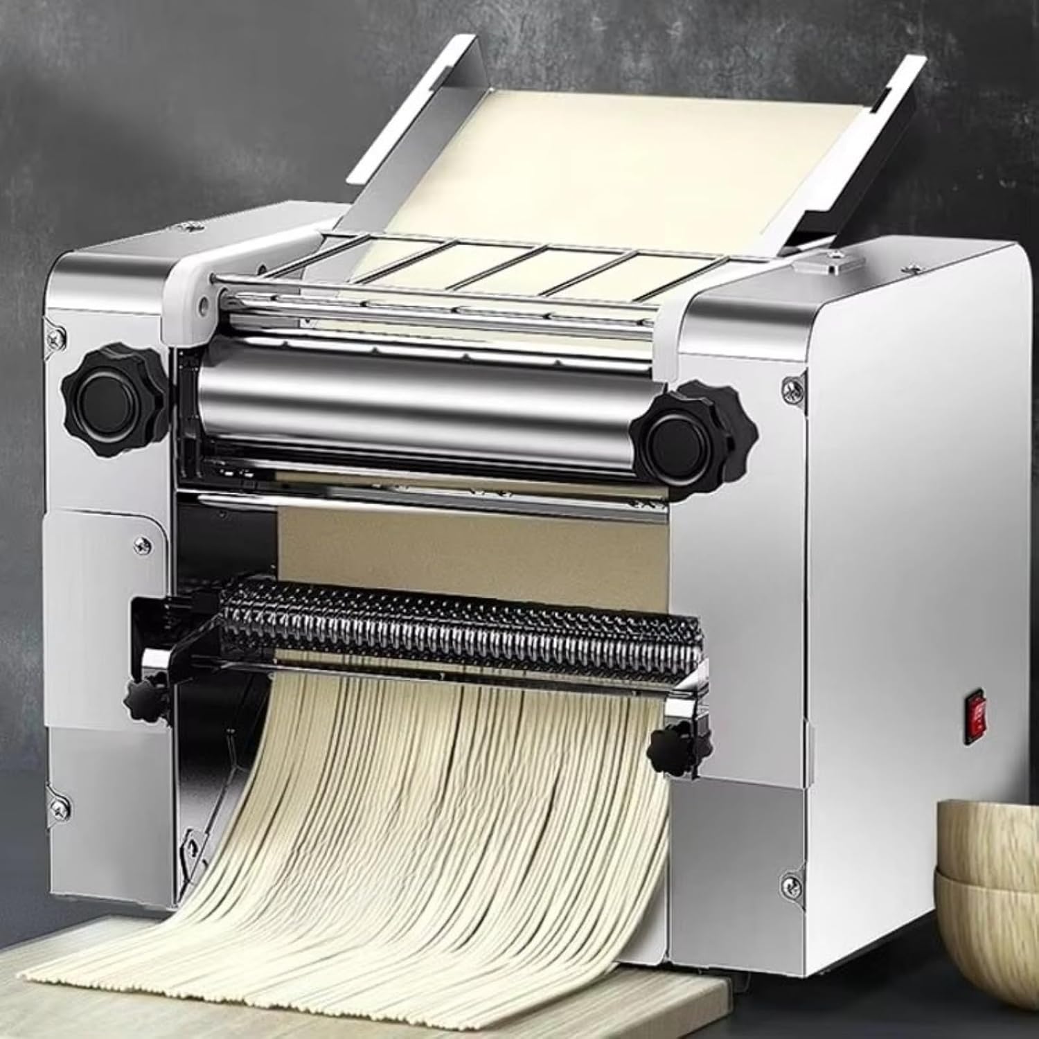 Pasta and Noodle Maker 3 in 1 Automatic Dough Kneading Pressing Cutting System with Stainless Steel Design Adjustable Width