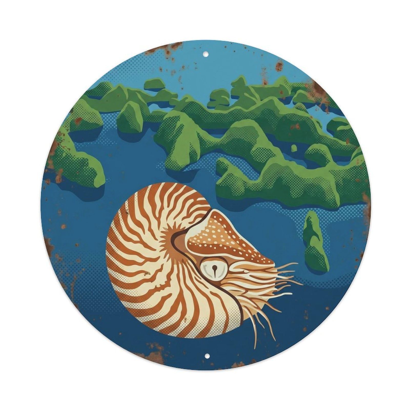 Olyhtr 8X8inch Classic Style Palau Nautilus Deep Sea Retro Reef Diving Marine Metal Tin Sign