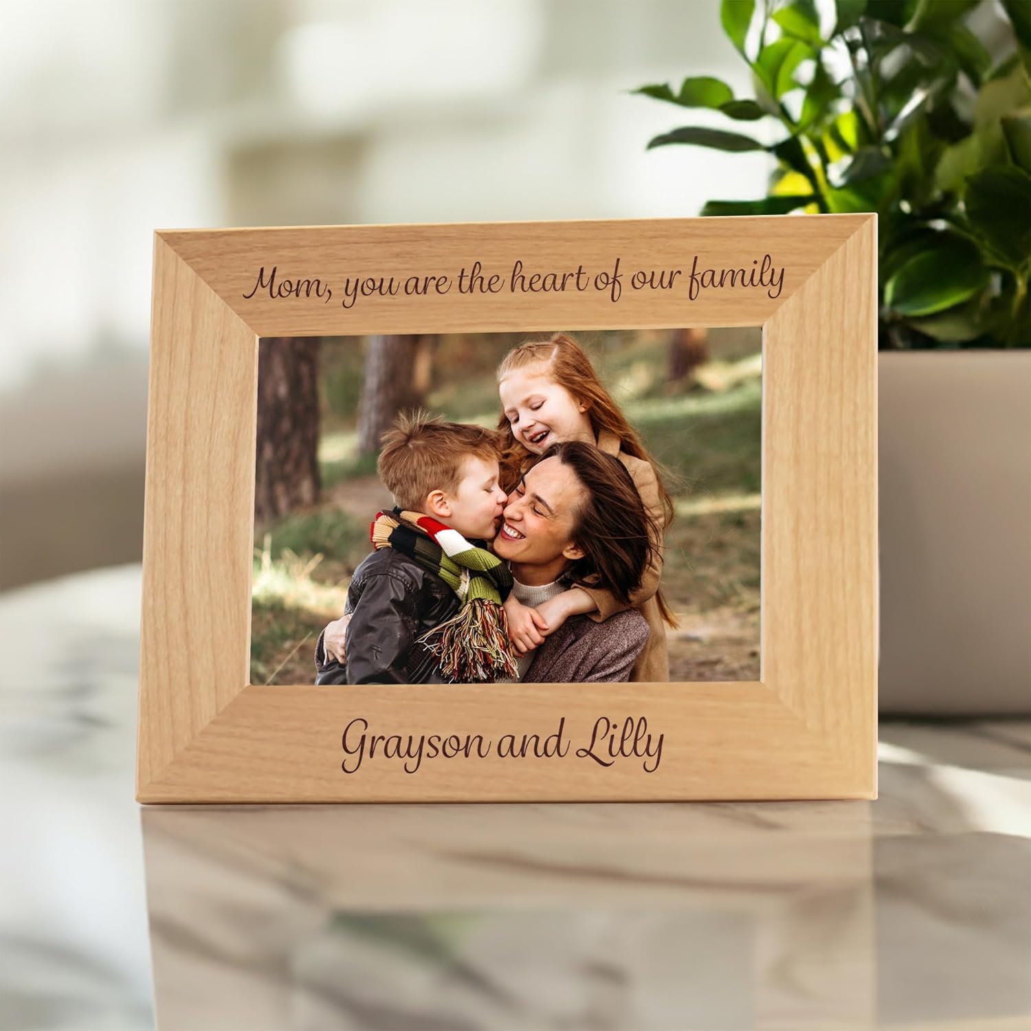 Lifetime Creations Custom 5x7 Picture Frame - Personalized Text, Hardwood Photo Frame Engraved in USA, Tabletop and Hanging, Mothers Day Gifts, Anniversary, Memorial (Horizontal)