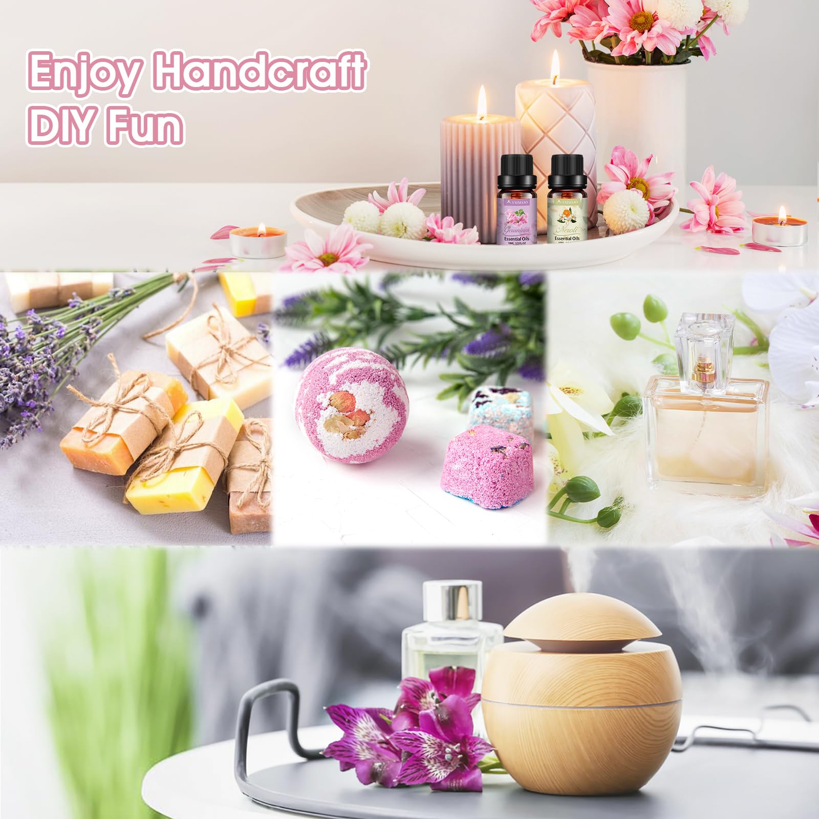 Set de aceites esenciales, 20*10ml aceites esenciale para difusor, set de aceites aromáticos puros para masaje, jabón, velas, aromaterapia, fabricación de velas - Pequeños regalos para mujeres Navidad
