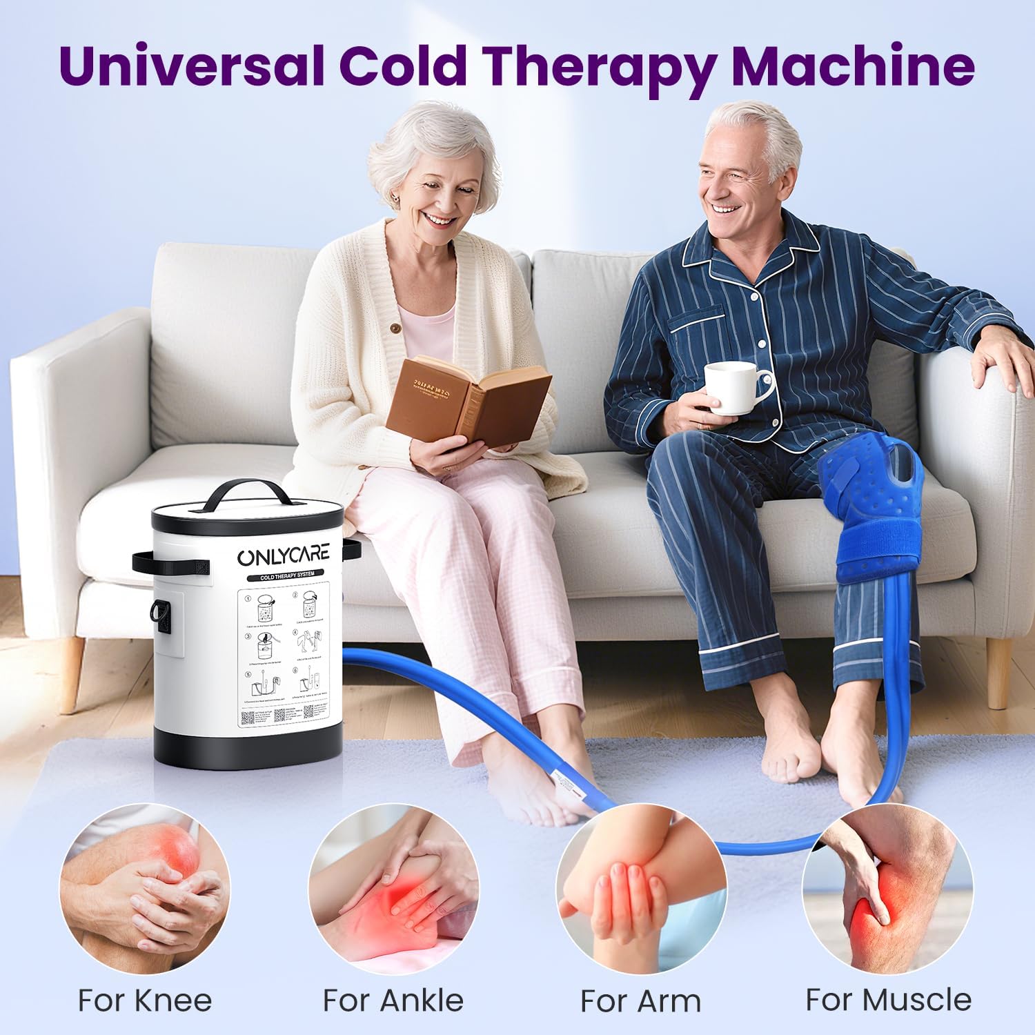 Cold Therapy Machine 4.0, Program Timer Ice Machine for Knee After Surgery, Portable Ice Therapy Machine with Quiet Pump, w/Compression Pad for Ankle, Arm Joints, Sport Injury, Cryotherapy Pain Relief