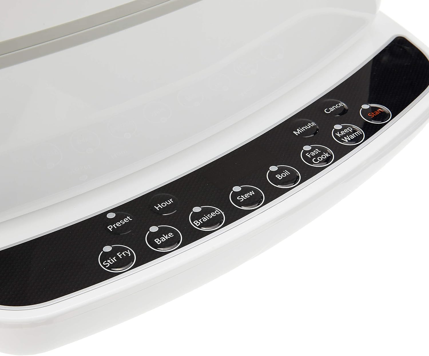 Agara nso view of the Mayer MMMC01 Set Meal Cooker's control panel with various function buttons.
