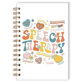 Speech Language Pathologist Therapy Gifts, Speech Therapy Spiral Notebook 5.5 x 8.3 Inch, Colorful SLP Month Notebook for Women Man Coworkers Gift