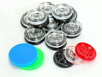 Acrylic Carrom Coins, Assorted Colors, Board Game Pieces with Striker, for All Ages