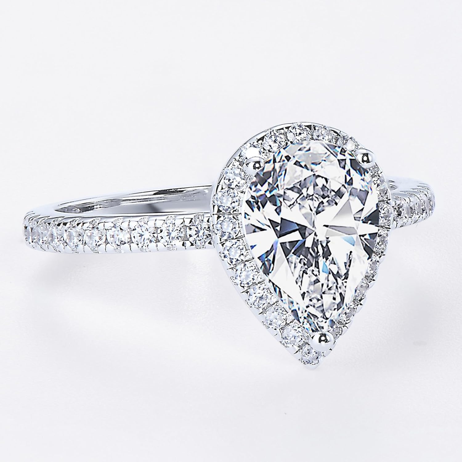 2CT Vintage Halo Moissanite Engagement Ring for Women D Color VVS1 Pear Shaped Wedding Rings Sterling Silver Promise Anniversary Ring - Image 8