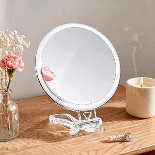 Makeup Mirror – PVC Aluminum 12.7cm, 30X Double Sided Handheld Magnifying | 360 Degree Rotating Handle, Portable Compact Design | Magnifying Makeup Mirror | For Travel Beauty Grooming Skincare