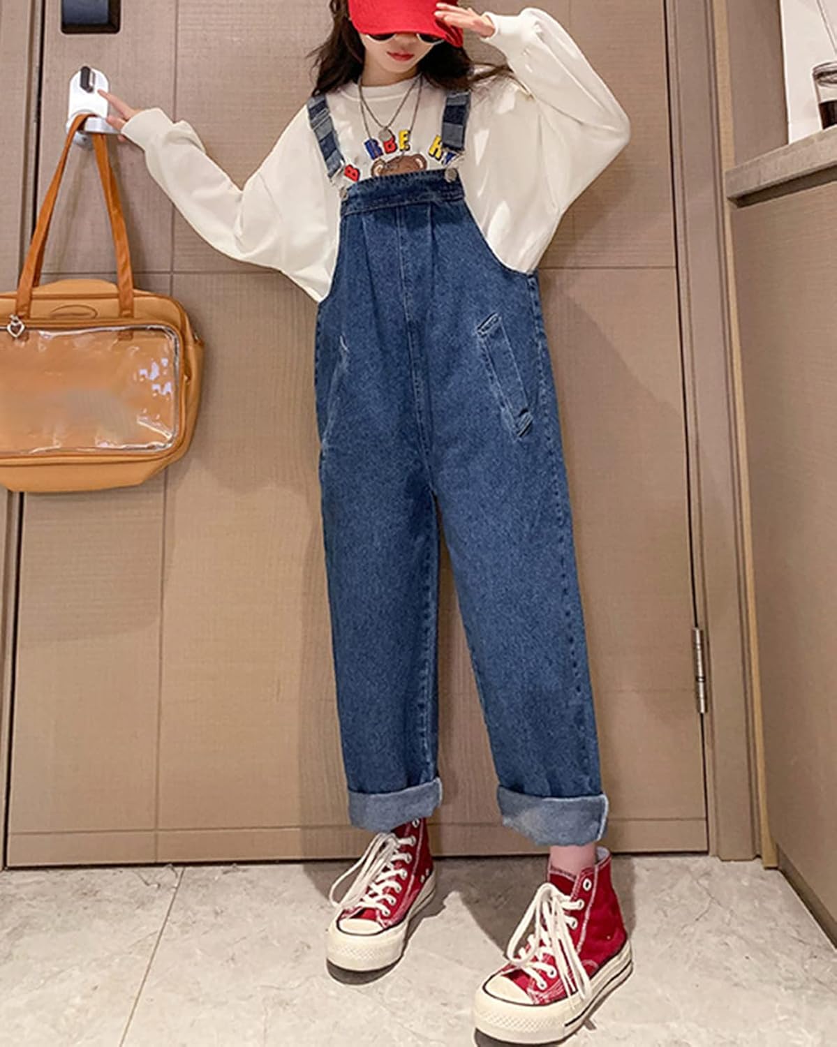 Kids Girls Denim Overalls Adjustable Strap Denim Bib Overalls Casual Dungarees Jumpsuit Big Girls Pants
