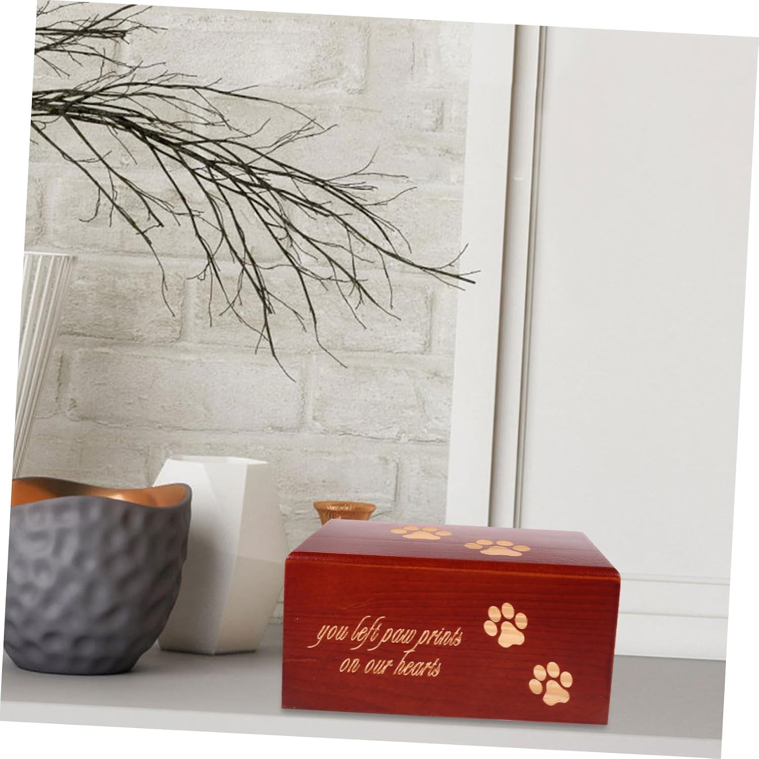 Wooden Pet Urn Box Small Memorial Keepsake for Ashes Animal Cremation Ash Holder for Cats Dogs Lasting Remembrance