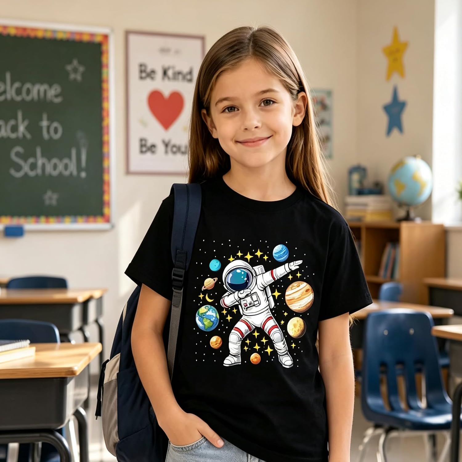 Solar System Planets Shirt for Toddler Boys Girls Kids Astronaut T-Shirt Space Galaxy Cotton Short Sleeve 2-8T