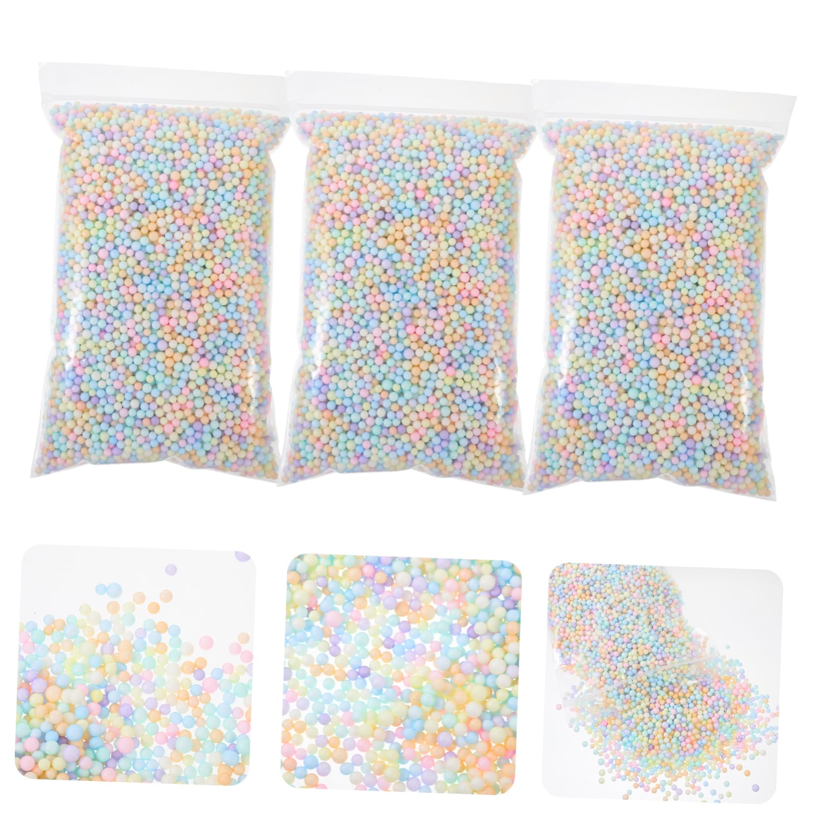 KOCKSHION 4-6mm Foam Balls 3 Pack Decorative Stuffed Animal Filler Vase Stuffing Craft Beads Safe for Boys and Girls