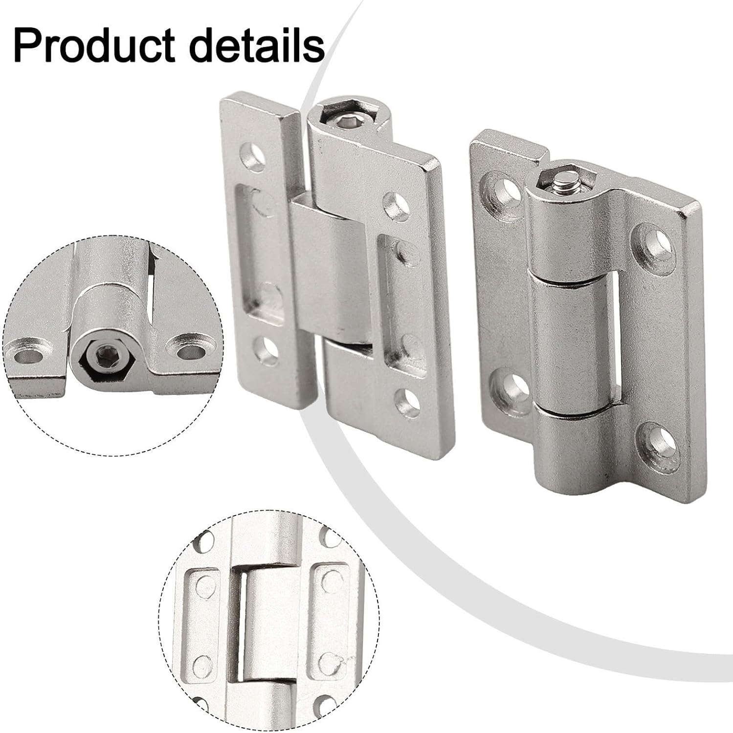 2PCS Adjustable Torque Damping Hinge, Zinc oy 360 Degree Stop Positioning Shaft for Furniture Cabinet Door Window, Black Silver Hardware 45x35mm(Silver)