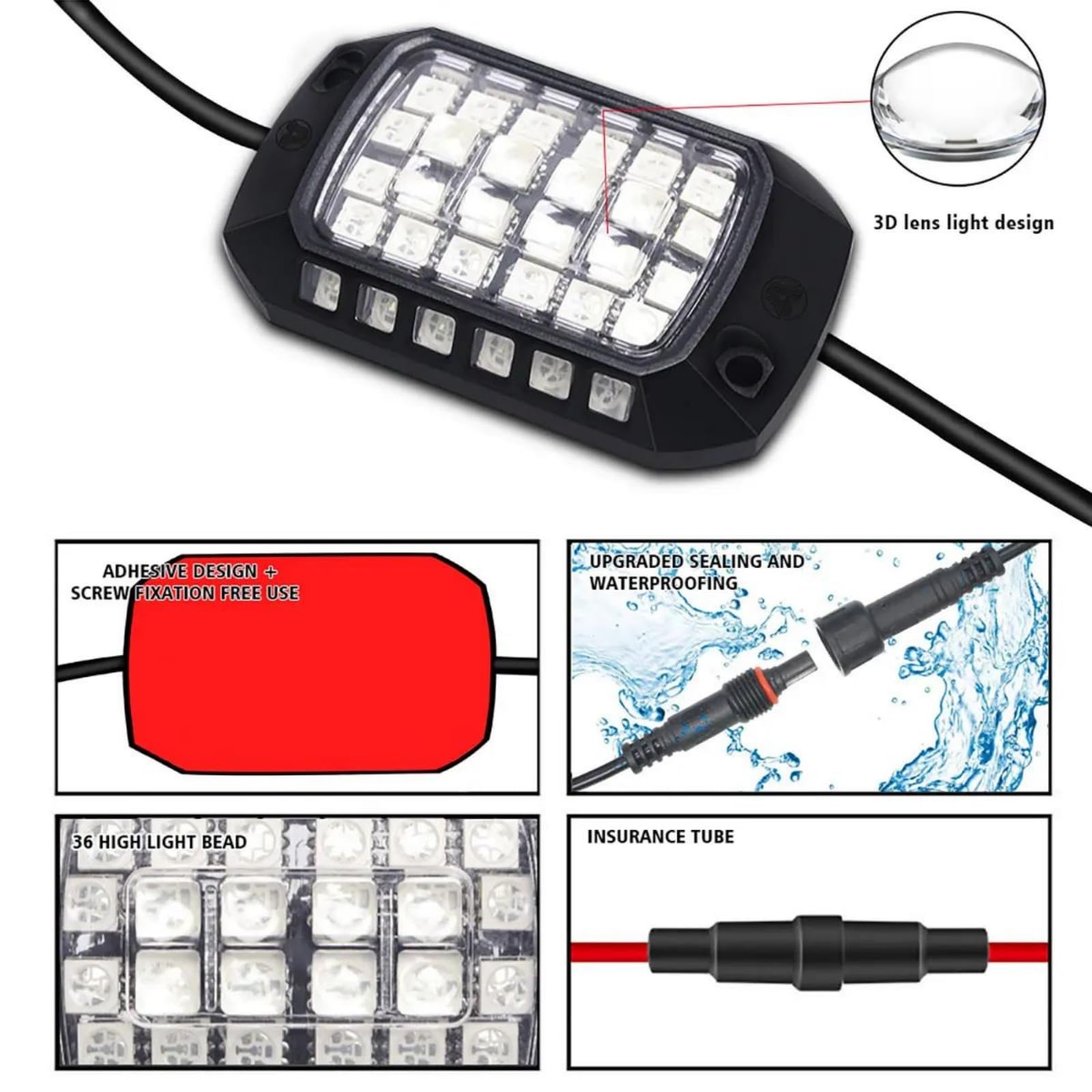 Listwa przypodłogowa samochodowa LED Atmosphere Light4x 8X 12X Led Dekoracyjne światło Oświetlenie podwozia Pilot zdalnego sterowania RGB/App Lights RGB LED Lampa podwoziowa do 12V,6in1