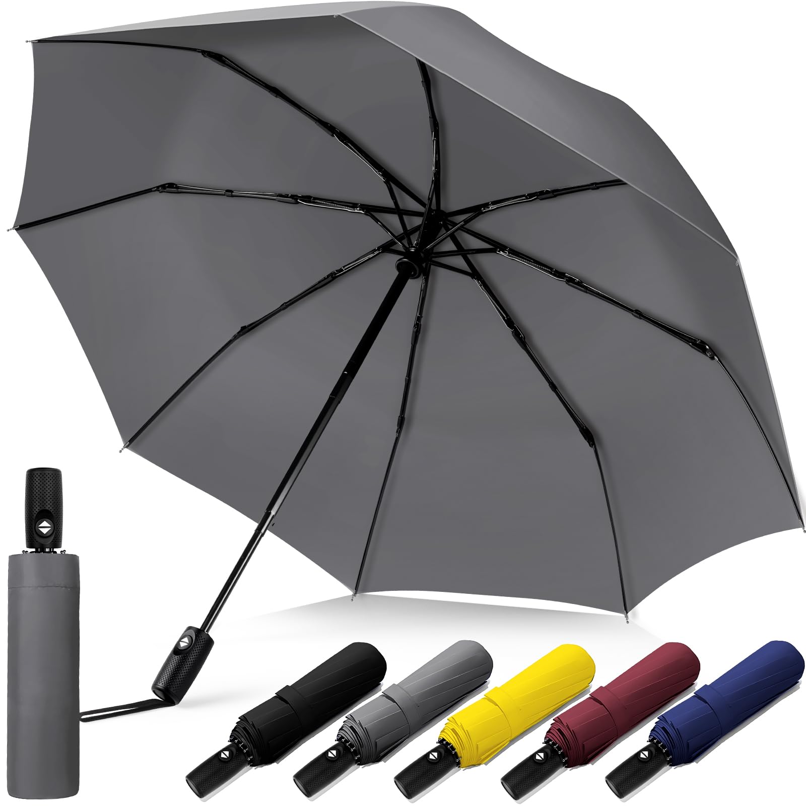 SmartTrends Windproof Travel Umbrella, Compact Umbrella, Car Umbrellas for Rain & Sun, 8 Fiberglass Ribs for Strong UV & Wind Resistance, Portable,