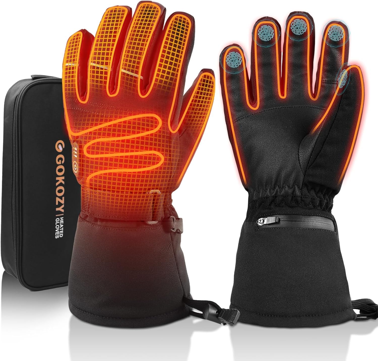 Gokozy Beheizbare Handschuhe für Herren Damen mit 5000 Akku Skihandschuhe 3 Heizstufen, Handwärmer für Wintersport & Wandern, Weihnachts- und Thanksgiving-Geschenk