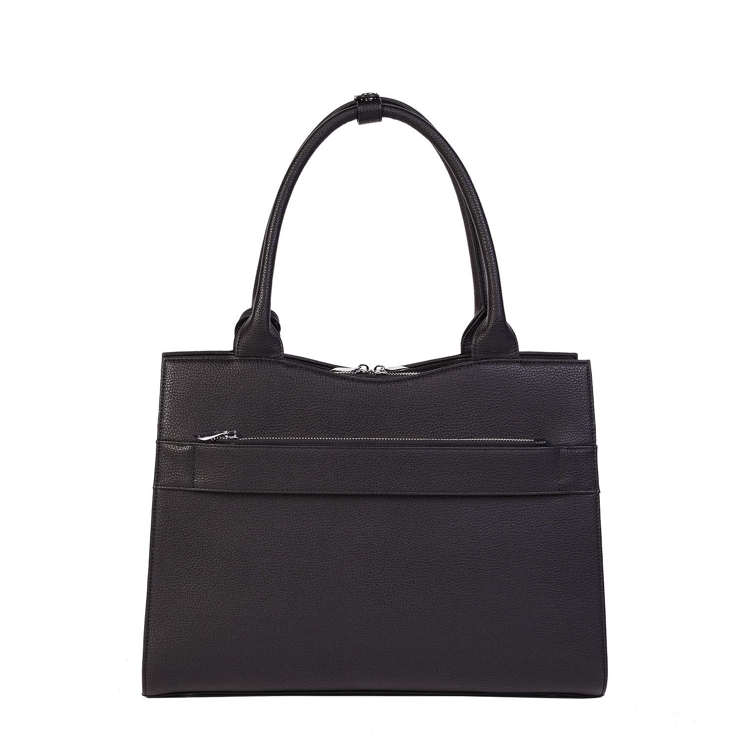 Socha Laptoptasche Damen/Businesstasche Frauen/Notebooktasche mit Tragegurt - Elegant - Extra leichte Synthetik - Deep Black Midi - 14 Zoll Schwarz