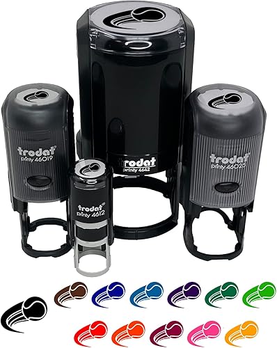 Pelota de tenis en movimiento, sello de goma autoentintado para sellar planificadores de manualidades, mini de 12 pulgada, tinta verde lima