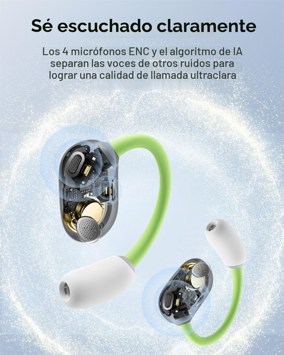 Baseus Eli Sport 1 Auriculares inalámbricos Bluetooth, acústica direccional, bajo Potente, ultraligeros, Carga rápida, micrófonos ENC, Auriculares Oreja Abierta para Correr, Entrenar y Fitness