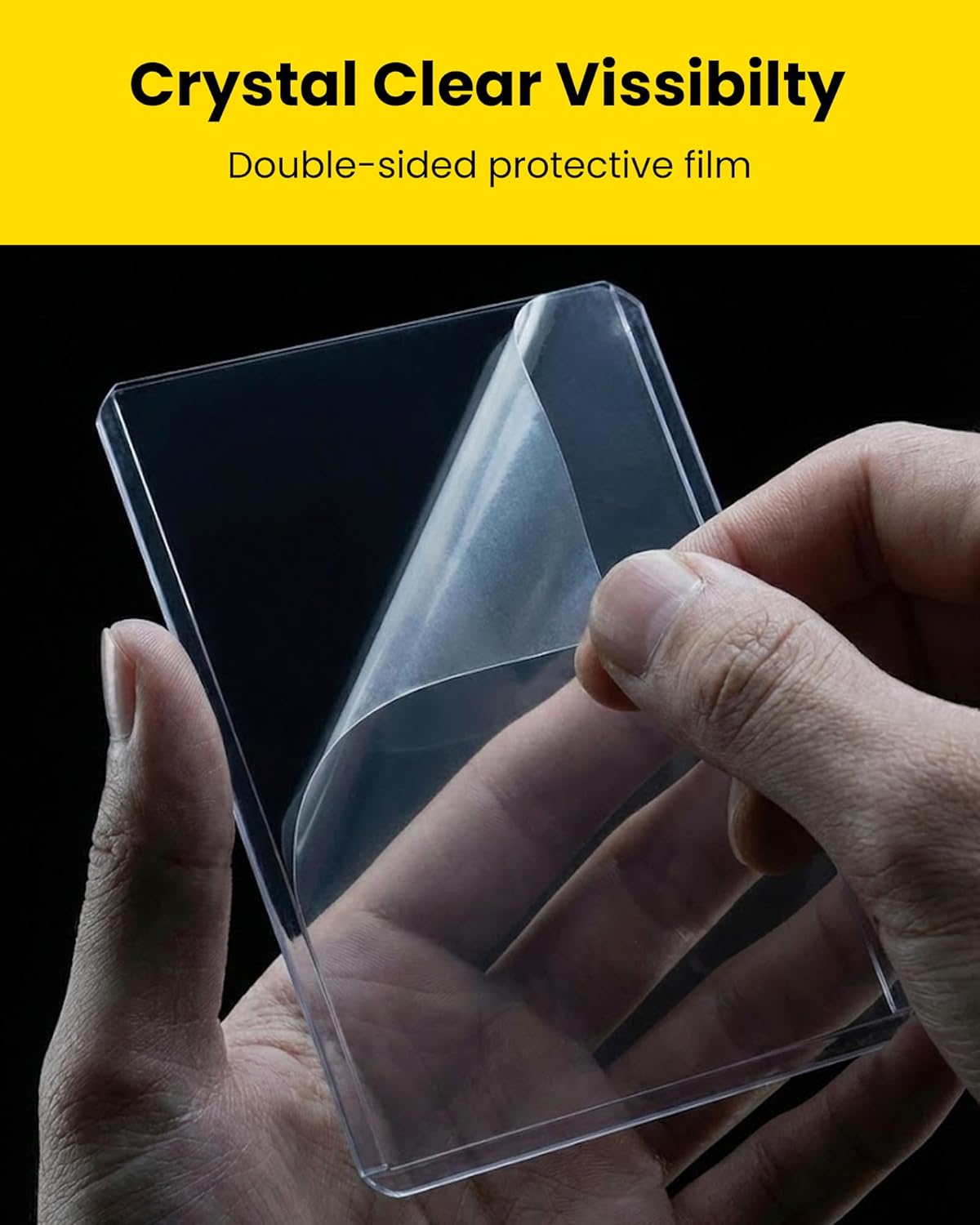 100 Pack 3x4 Top Loaders with Protective Film, 35pt Clear Rigid Plastic Sleeves for Trading Cards, Standard Size Hard Protectors for Sports Collection and Kpop Photocard Storage