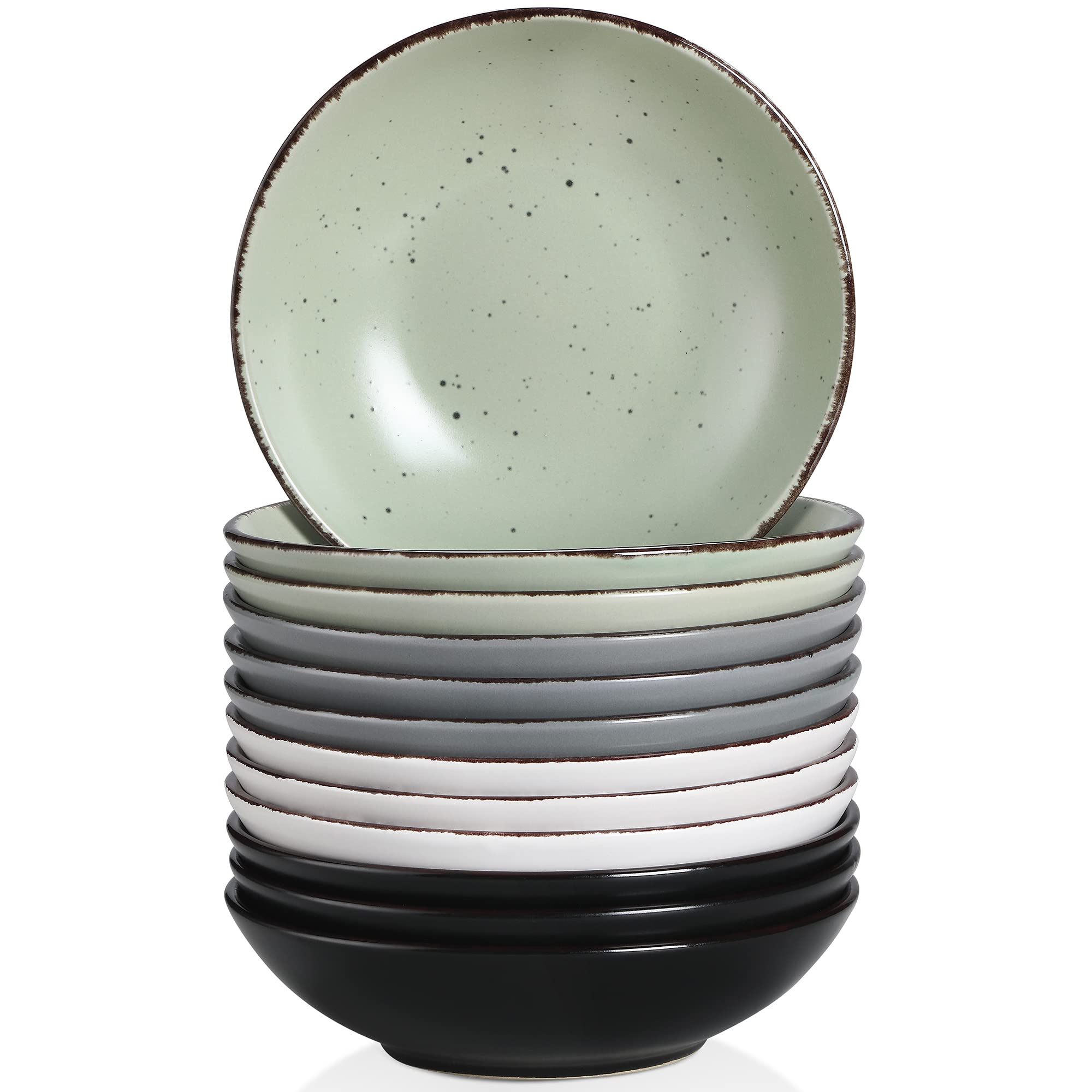 vancasso, Série Moda, Assiette Creuse en Céramique, Assiette à Soupe Saladier - 12 Pièces