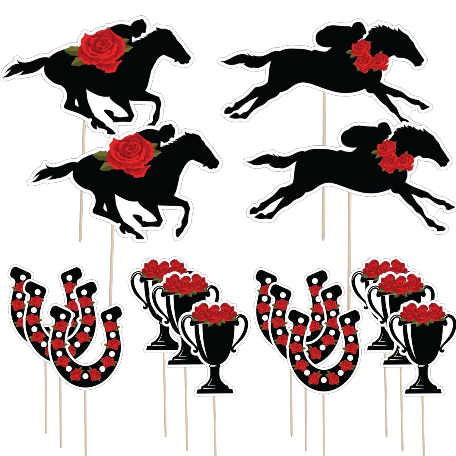 4E's Novelty Horse Racing Cupcake Toppers Picks - 60 Pack Derby Appetizers Toothpicks, Derby Themed Party & Western Cupcake Toppers Decorations