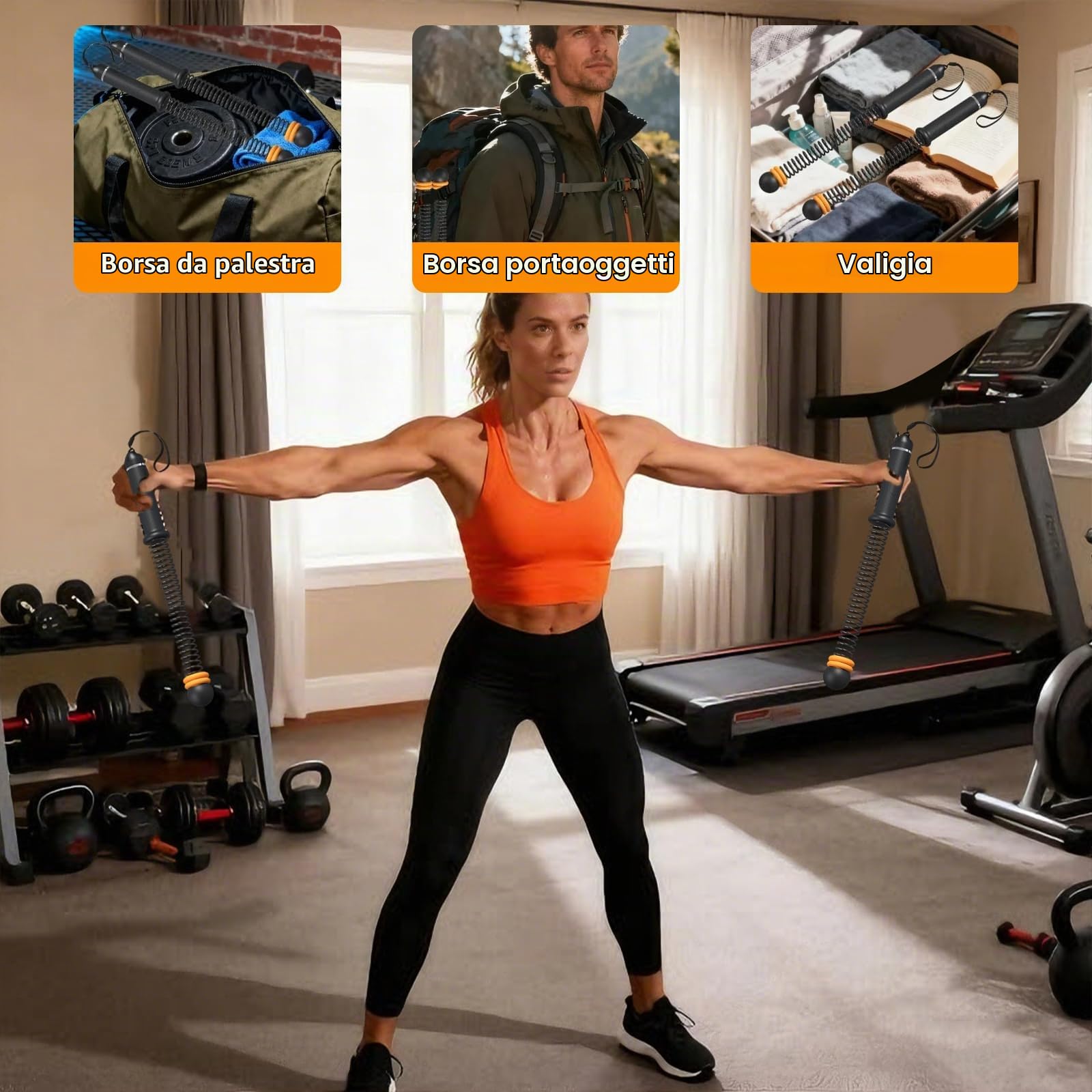 2 Pezzi Battle Rope, Corde da Allenamento, Corde Fitness, Resistenza Regolabile Attrezzo Palestra, Allenamento a Casa, per Home Gym, Cardio, HIIT, Forza e Muscolazione