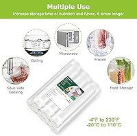 Vista 3 de Bolsas de sellado al vacío Bonsenkitchen, 6 paquetes de 3 rollos de 27,94 cm x 6,10 m + 3 rollos de 20,32 cm x 6,10 m, rollos de bolsas de grado