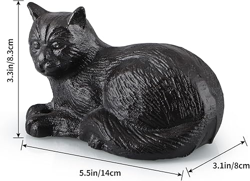 Miniatura 3 de MOLIGOU Estatua de gato de hierro fundido, figura de gato, decoración del hogar, escultura de gato para estante, jardín