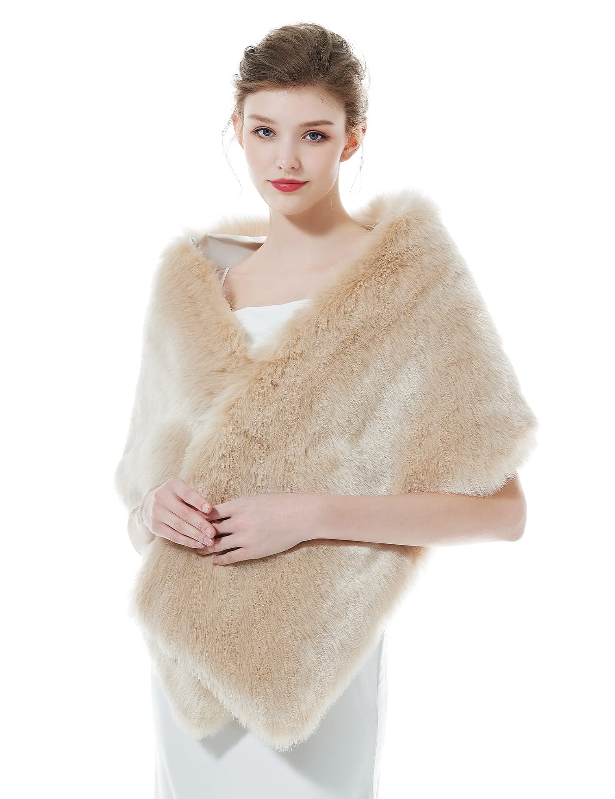 BEAUTELICATE coprispalle Stola Donna Pelliccia Sintetica Sciarpa Scialle Pelliccia Elegante per Sposa Damigella Matrimonio Invernale Cerimonia