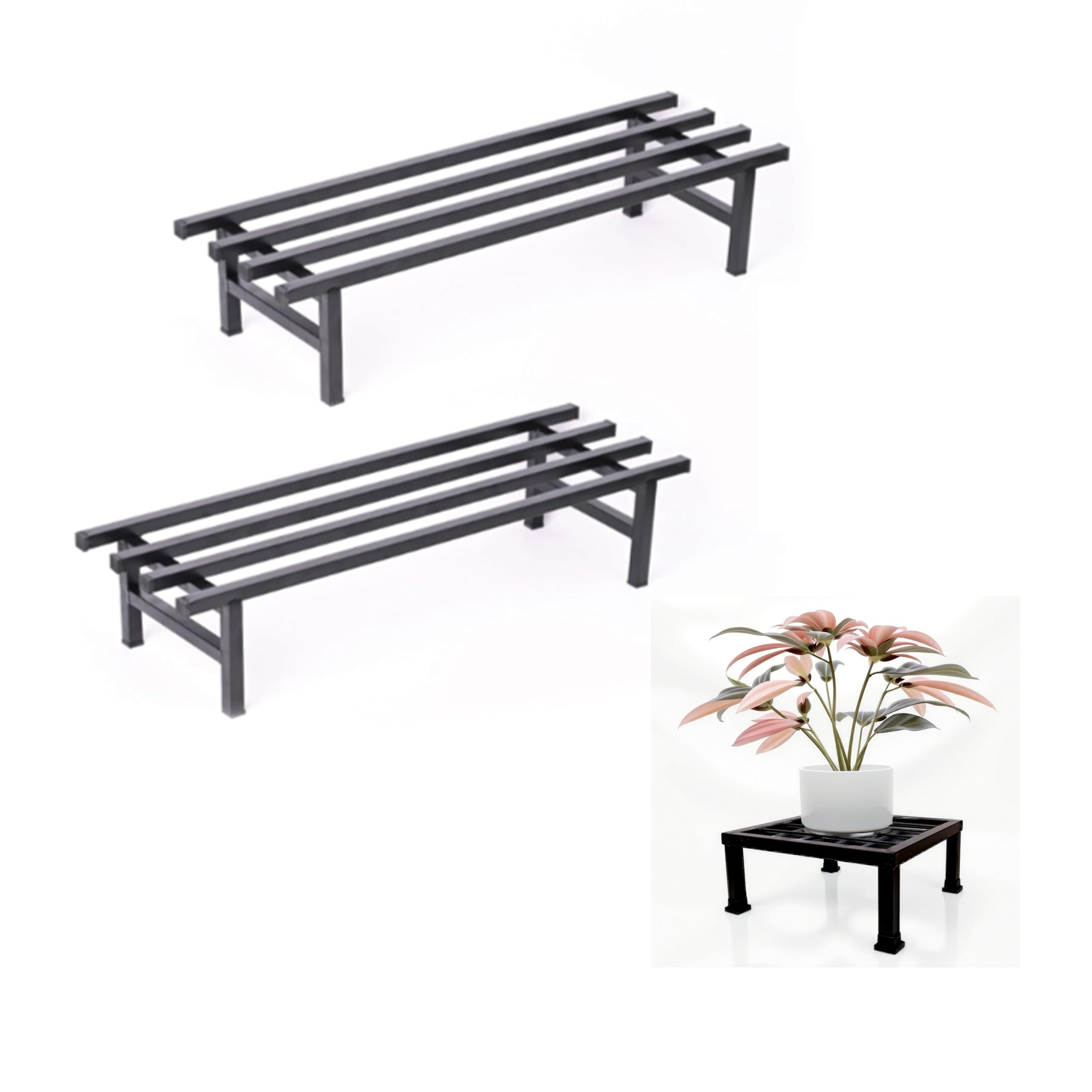 Black Metal Plant Stand - Balcony & Indoor -4
