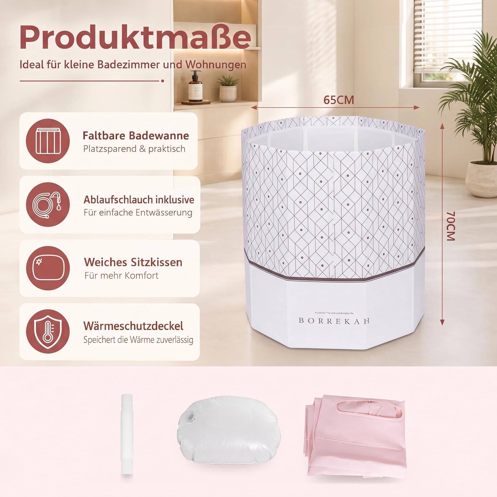Faltbare Badewanne für Erwachsene,Sitzbadewanne Outdoor, Grau