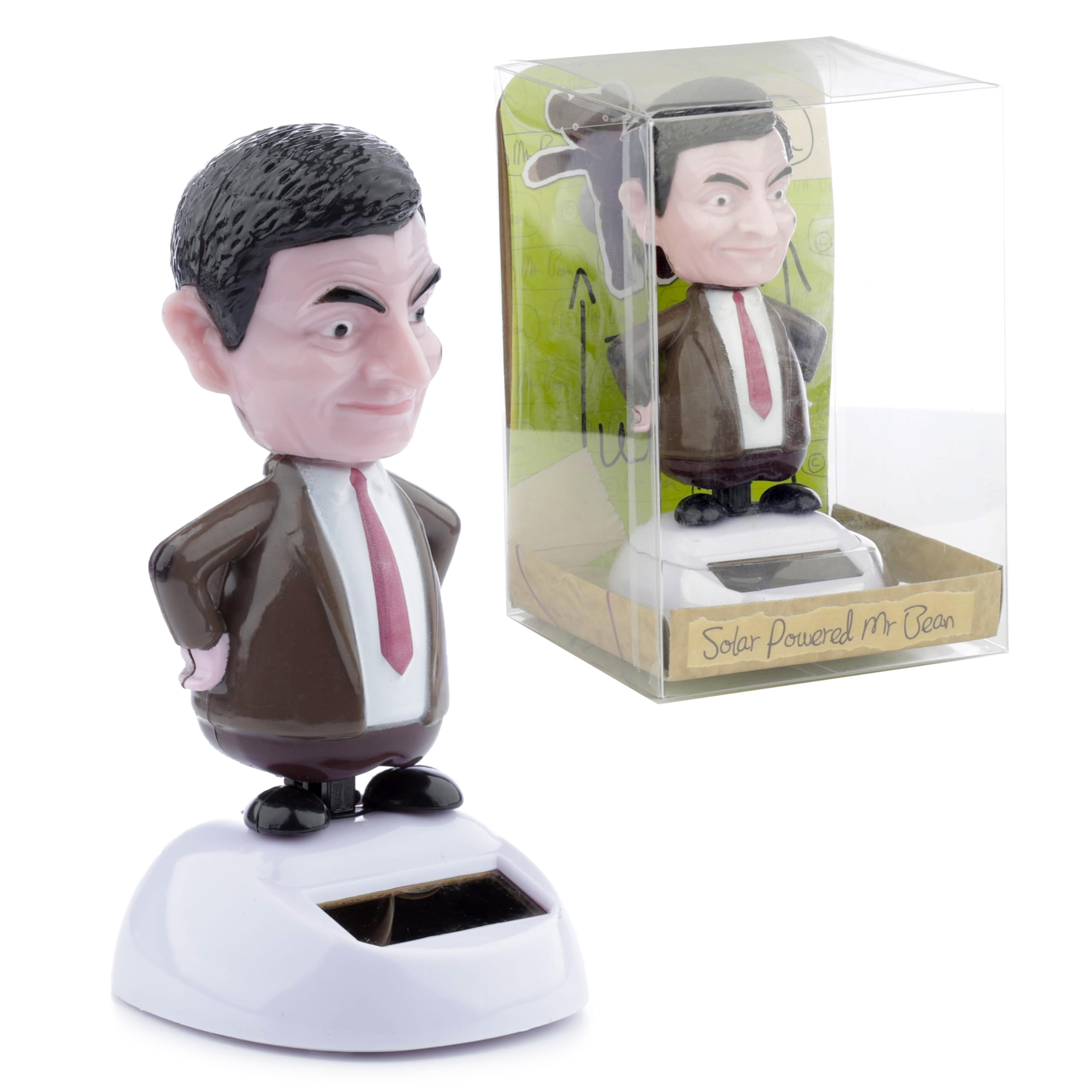 Puckator FF46 Figurine Solaire Mr Bean, 5,5 x 5 x 10,5 cm, Kaki/Blanc/Rose/Rouge/Noir