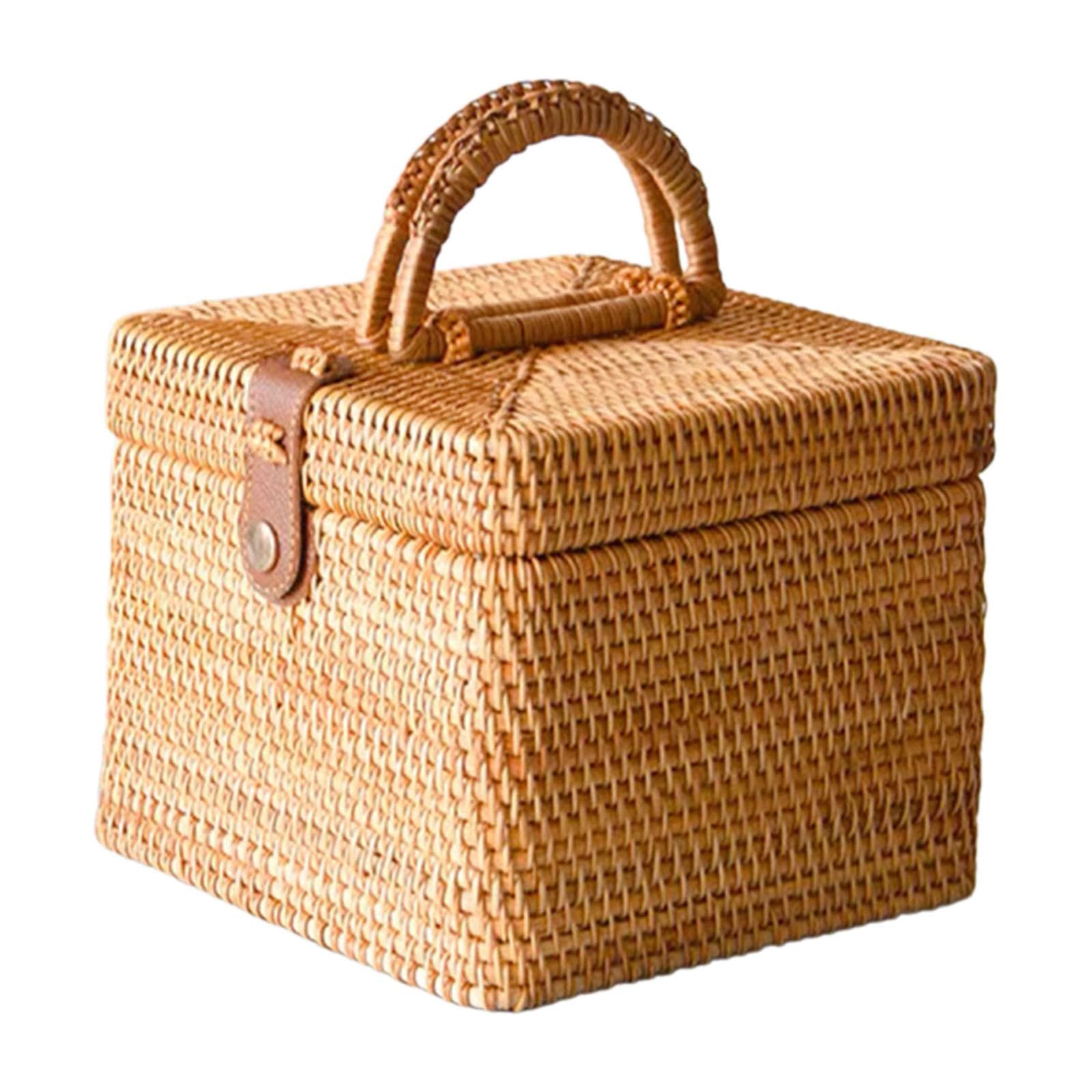 BNF Rattan Basket Farmhouse Woven Storage Chests with Lid for Table Shelf Office 20x2016cm | Home & Garden | Household Supplies & Cleaning | Home Organization | Storage Bins & Baskets-image-24