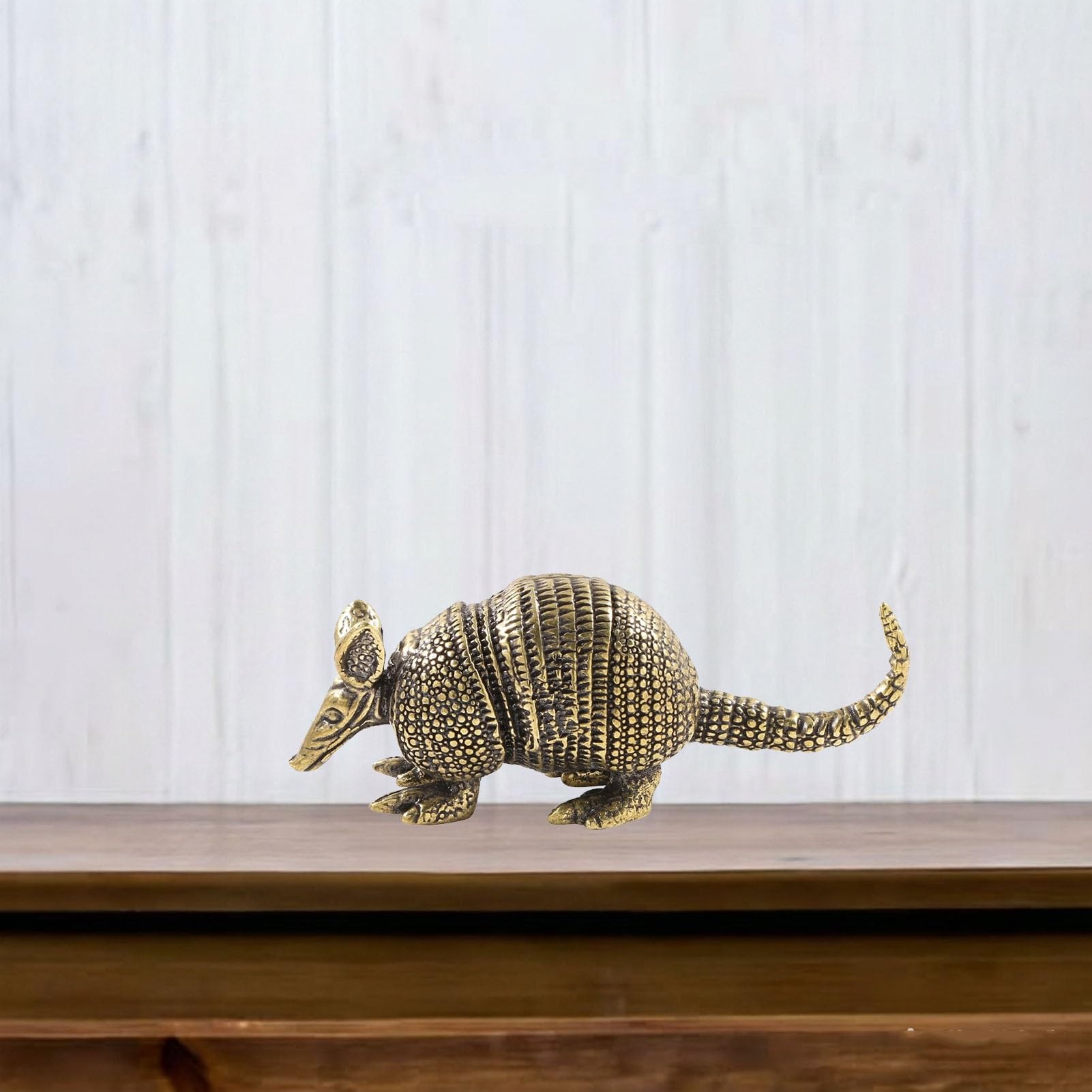 YUZDNM Brass Armadillo Figurines,Metal Animal Opossum Statue Sculpture Desktop Ornament Home Bonsai Micro Landscape Decor Accessories