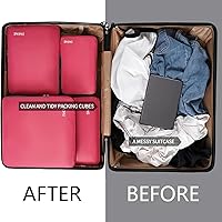 Vista 235 de BAGAIL 4 juegos/6 juegos/8 cubos de compresión para embalaje, accesorios de viaje, organizadores de embalaje expandibles (malla cuadrada, 06-beige)