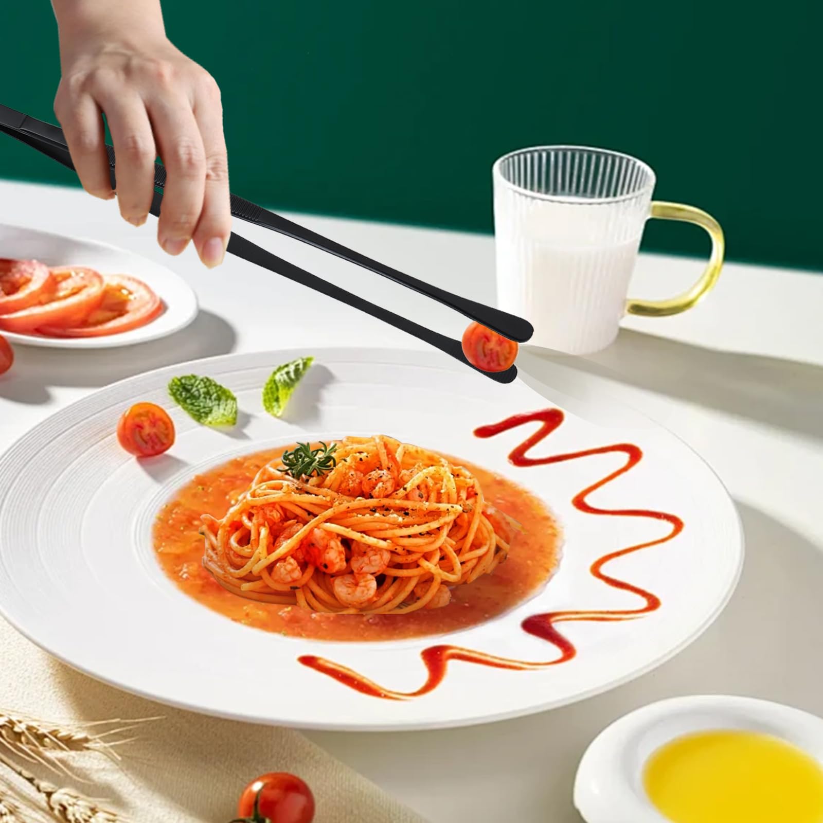 Set De 3 Pinces De Cuisine En Inox Noir - 20cm, 25cm, 30cm - Pour Cuisson, Barbecue Et Présentation