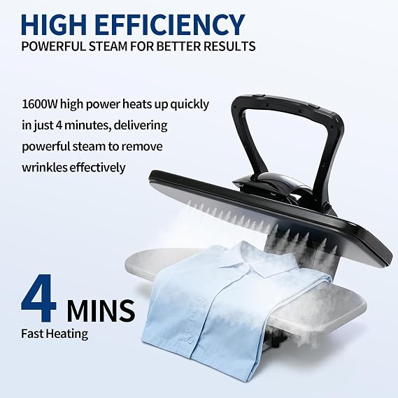 26Inch Ironing Steam Press Steam Press for Clothes Digital Steams Press with Multiple Fabric Settings Professional Iron Press Machine with 0.26Gal Removable Water Tank Fast-Heating (Black)