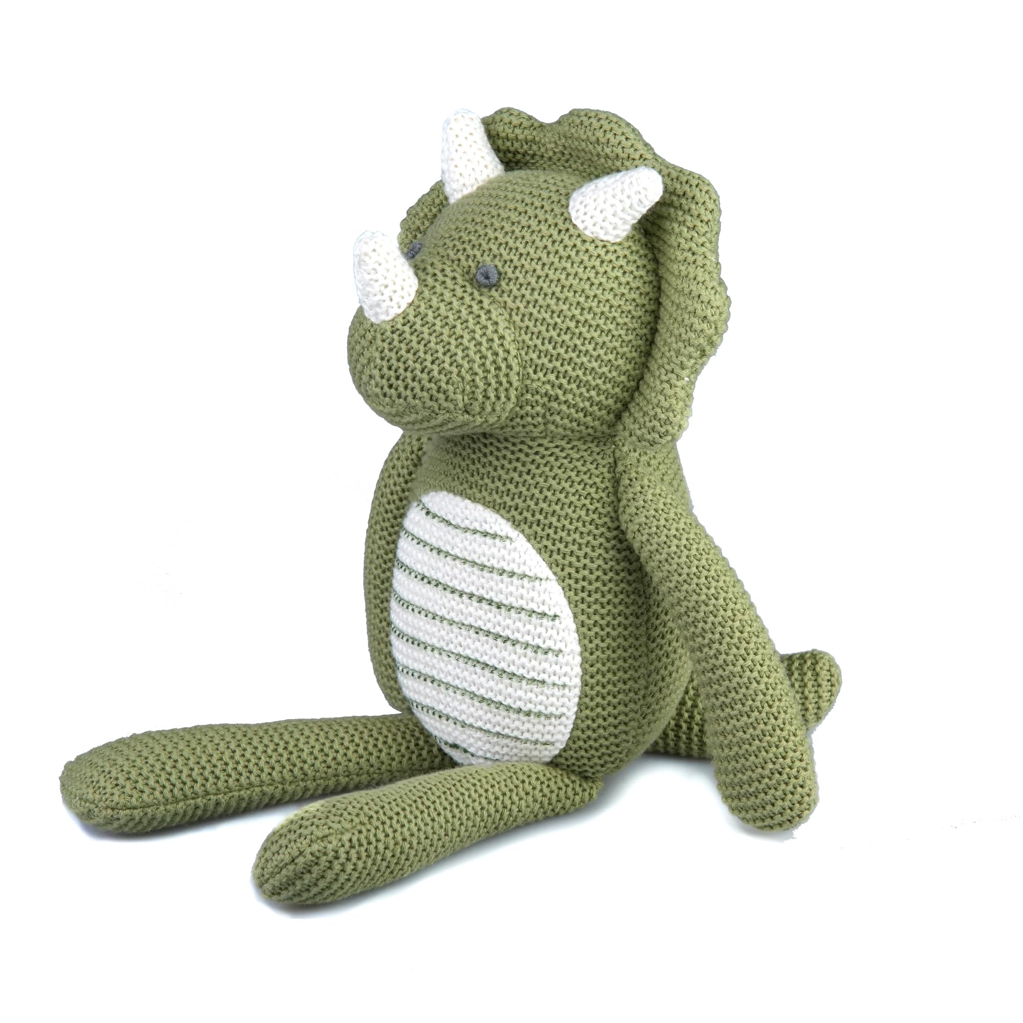 FLUFFYFUN Dinosauro Peluche Neonato 100% Cotone biologico 18cm (verde)