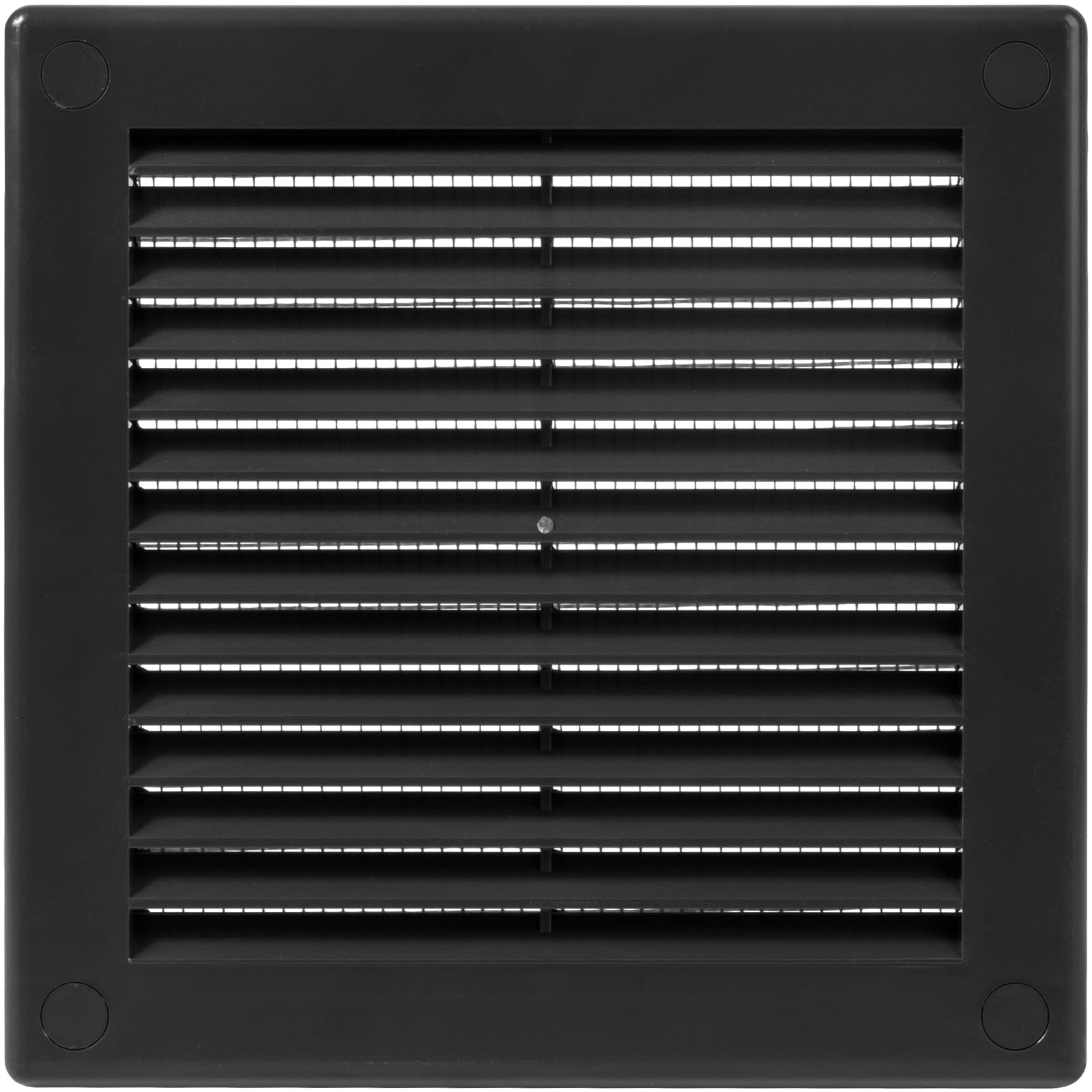 Ecopro Vent Black 150X150mm (6 Inch) Square Air Vent Cover - Plastic Air Vent Grille With Insect Mesh Screen - External Wall Ventilation Cover For Hvac Ducts, Ceiling Or Wall Vents - Indoor Outdoor