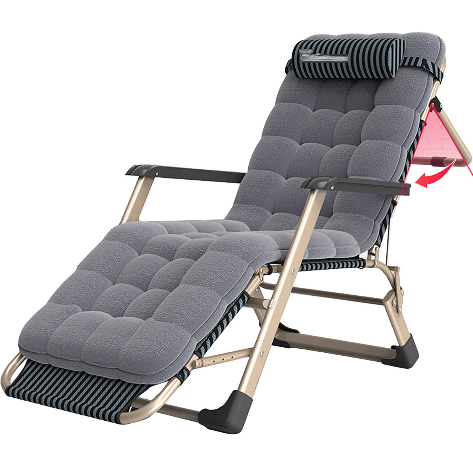 PIWINE Fauteuil inclinable Pliable, Chaise Longue zéro gravité, Chaise Longue d'extérieur, lit de Camping Pliable réglable avec Coussin inclinable pour Plage, Piscine extérieure, terrasse, terrasse,