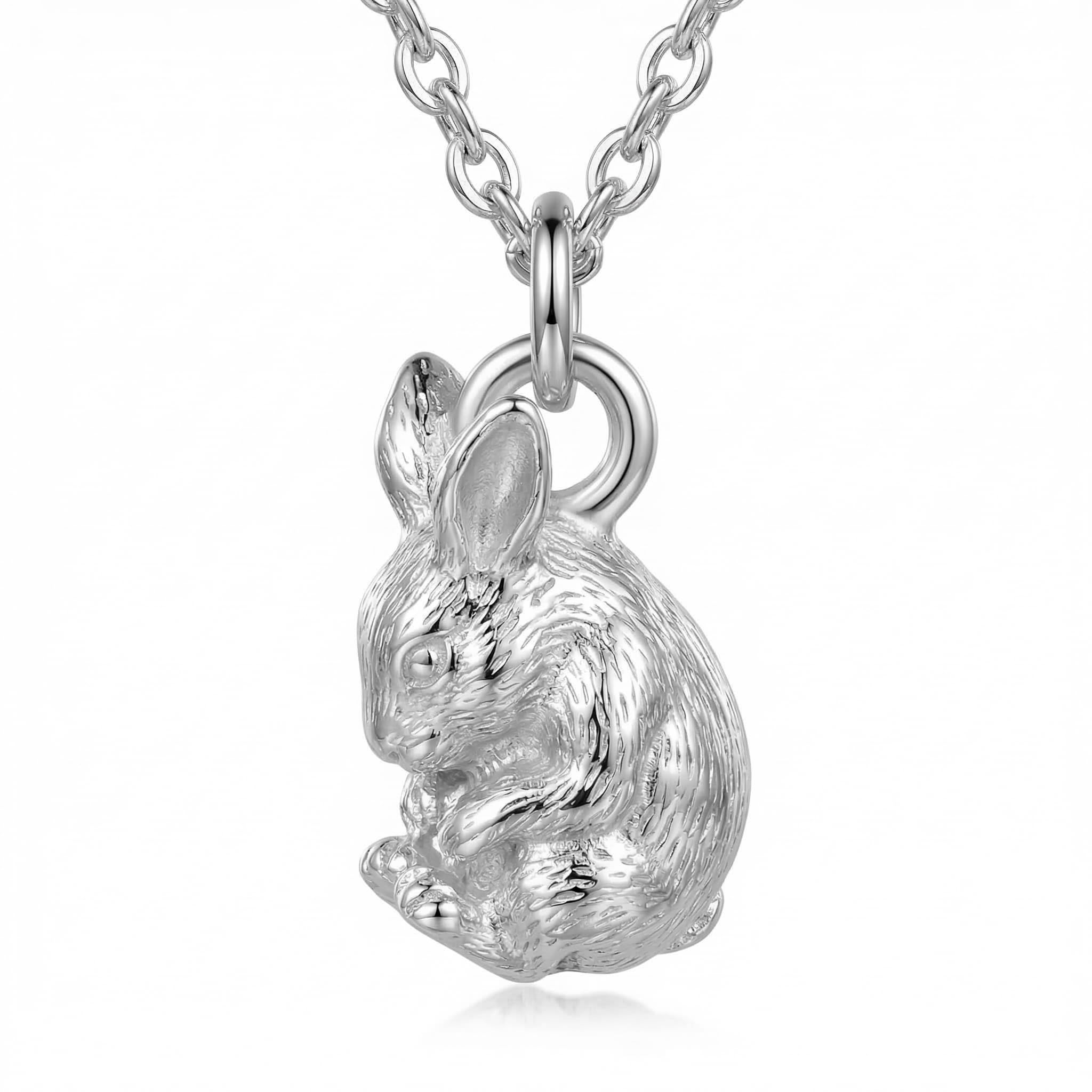 Hase Kette Silber Anhänger Charm Hase Geschenk Damen nickelfrei Echtschmuck Handarbeit handmade Schmuck amazon Hase Kinderschmuck Silber Geschenk Kommunion Kinderschmuck silber gerollt