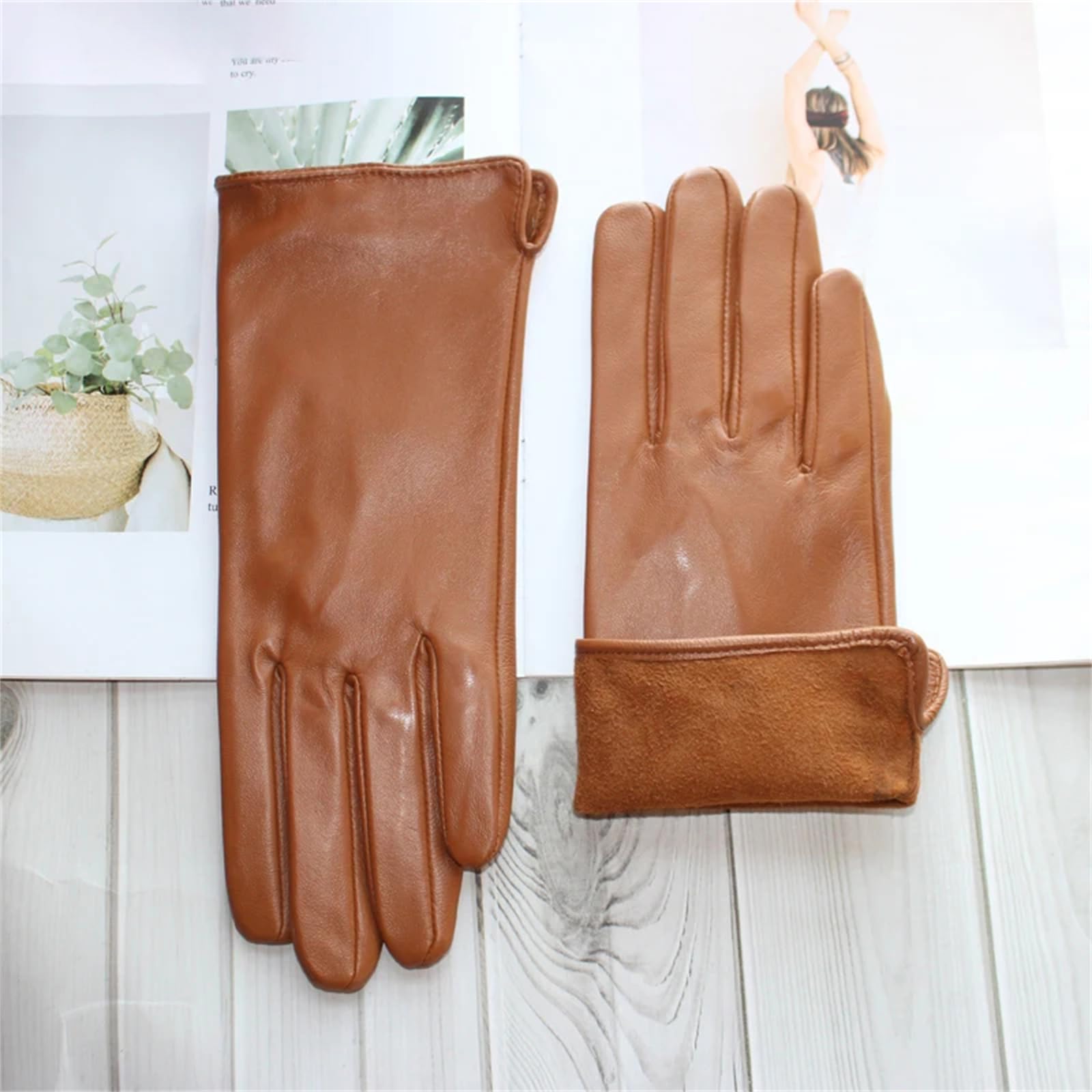 Mnjyihy Gants En Peau De Mouton Pour Femmes En Cuir Simple Fins Sans Doublure Classiques Solides Polyvalents Pour La Conduite