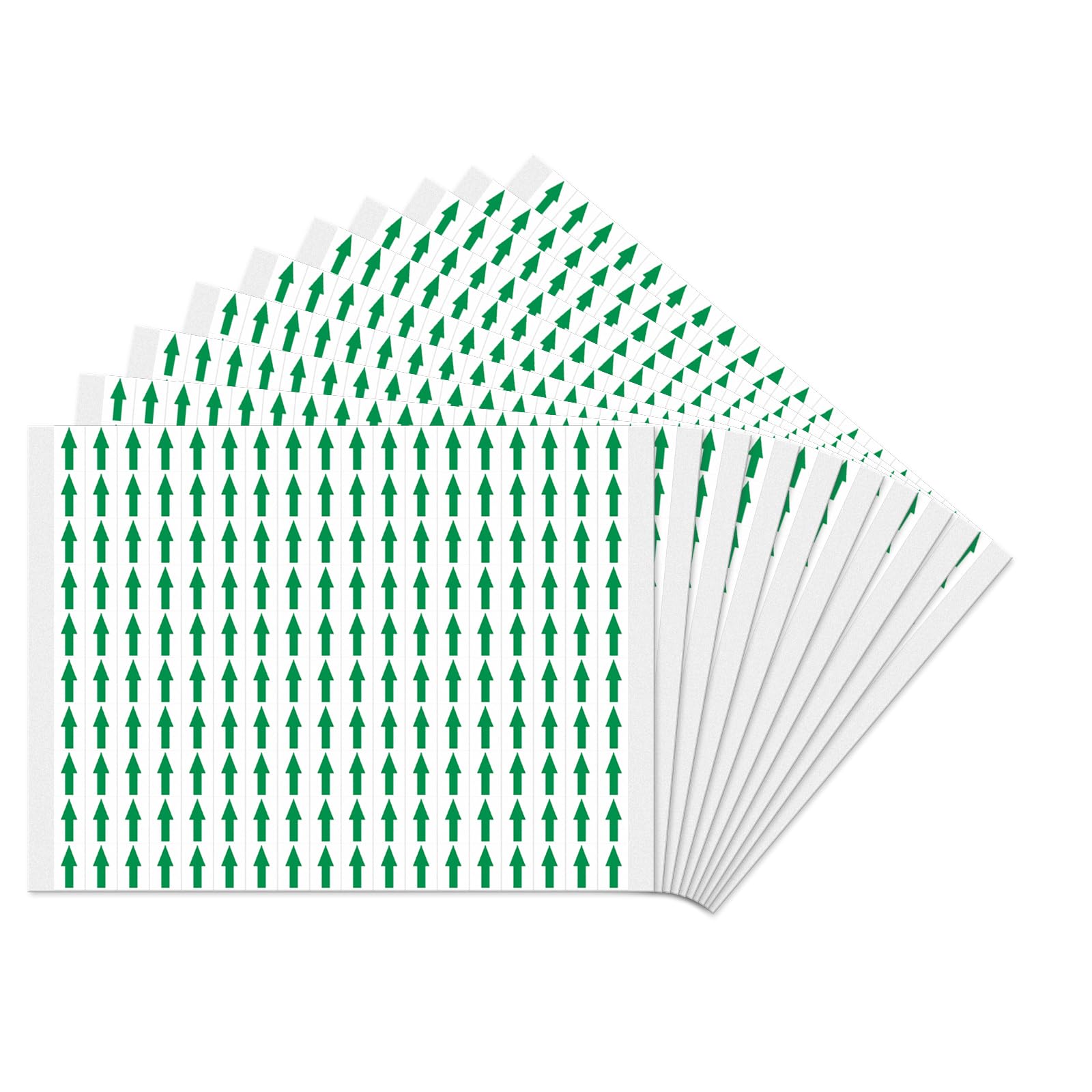 YIKIADA 1800 PCS Green Arrow Stickers 9 × 13 MM Vinyl Waterproof Self-Adhesive Seal Labels Direction Marking for Pipes Packages