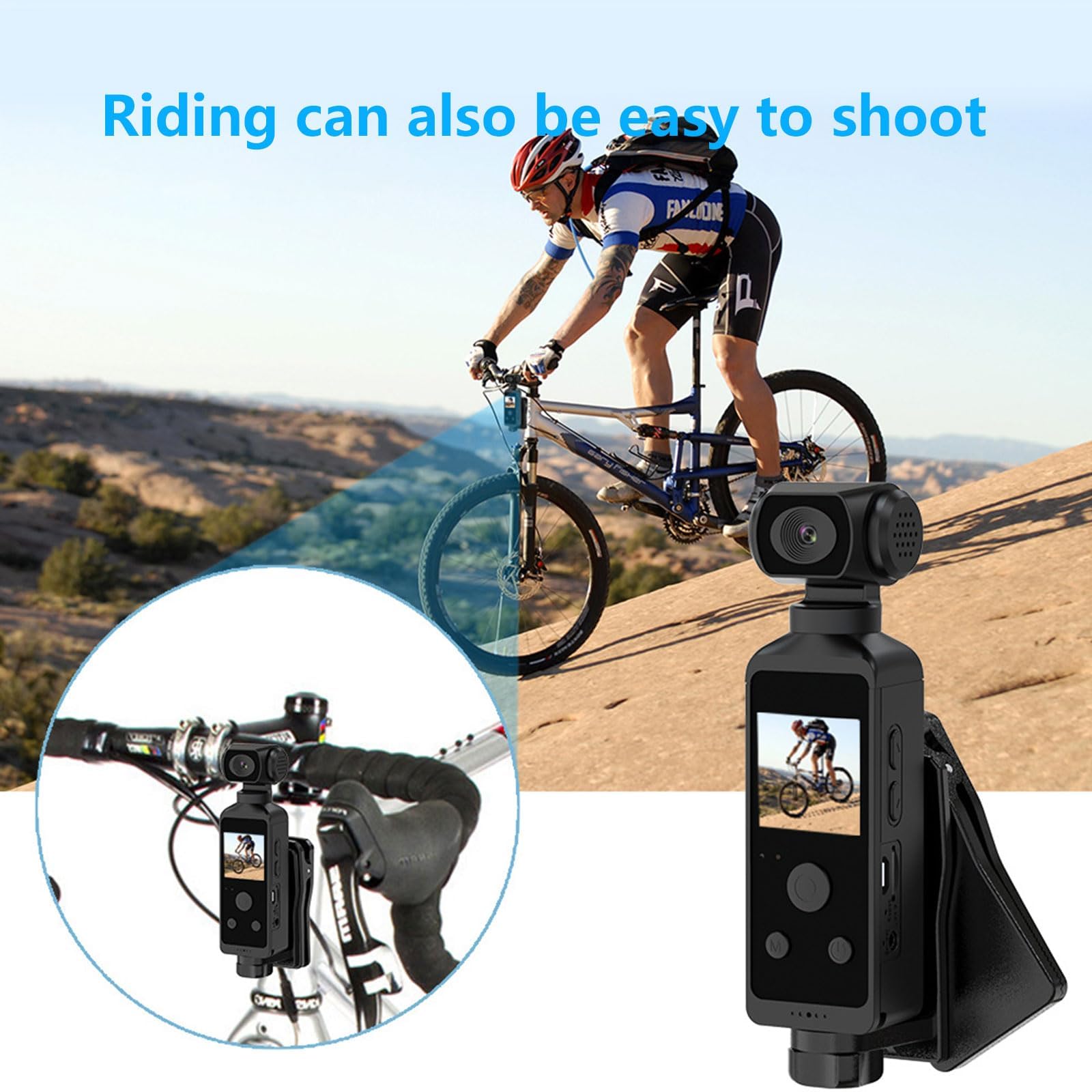 Sportowa kamera kieszonkowa, 3-osiowy ręczny stabilizator gimbala, rejestrator wideo 4k / obiektyw obrotowy 270° / wideo HD 1080p / złącze zewnętrzne mikrofonu 2,5